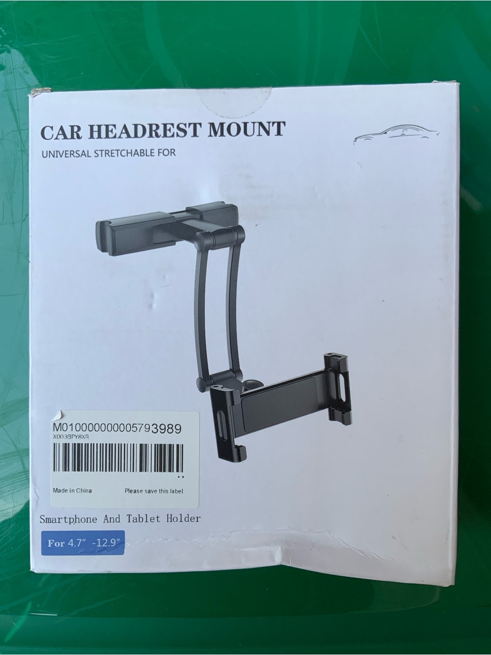 Car Headrest Mount Smartphone and Tablet Holder - Black